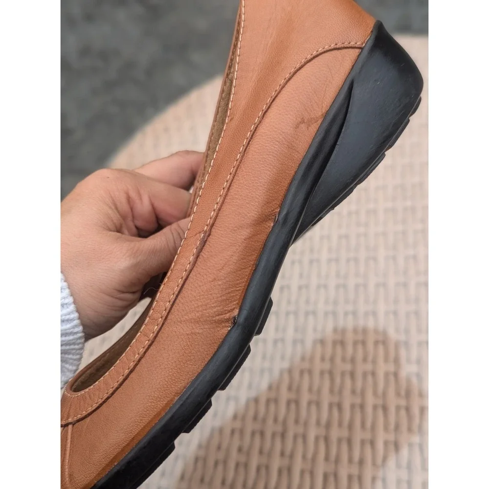 Quiet Luxury Brown Leather Ballet Flats Natural Soul Naturalizer 8.5 M